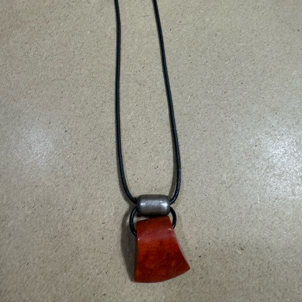 Silpada Sponge Coral nugget hanging from Sterling Silver on Black Leather 17”